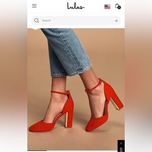 Lulu’s Laura Red Suede Ankle Strap Heels